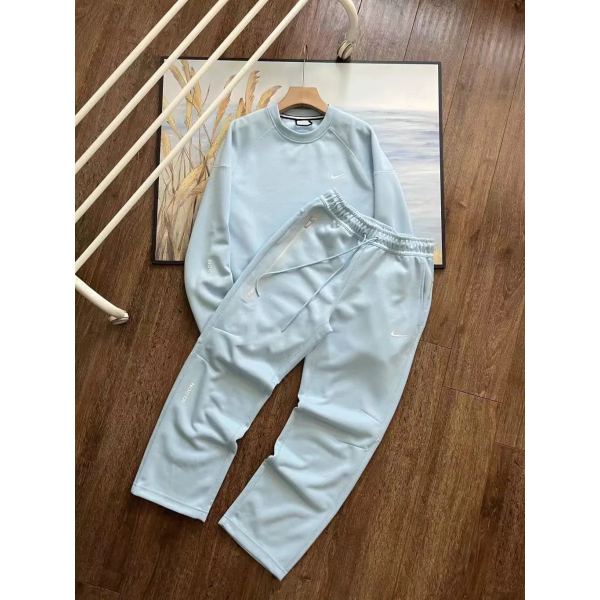  Nike x NOCTA Drake Tech Fleece Crew Sweatshirt & Joggers Set Black/Blue/Stadium Green YZ 240822