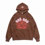  Sp5der Angel Number Hoodie Brown