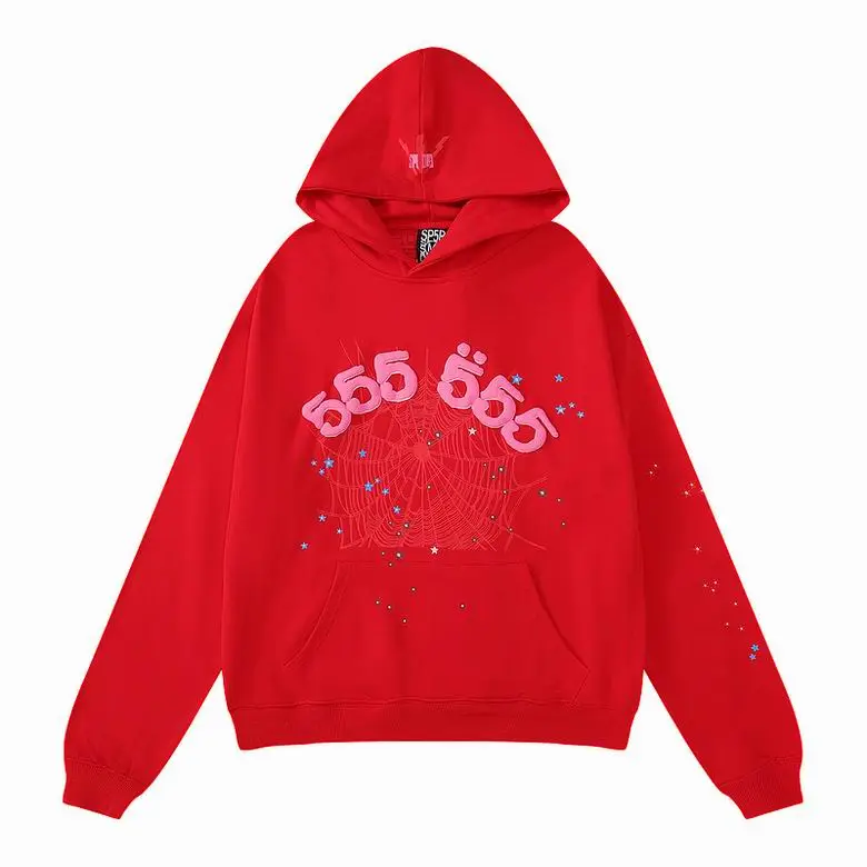  Sp5der Worldwide Red Angel Number 555 Hoodie Red