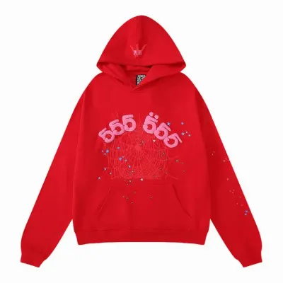  Sp5der Worldwide Red Angel Number 555 Hoodie Red 01