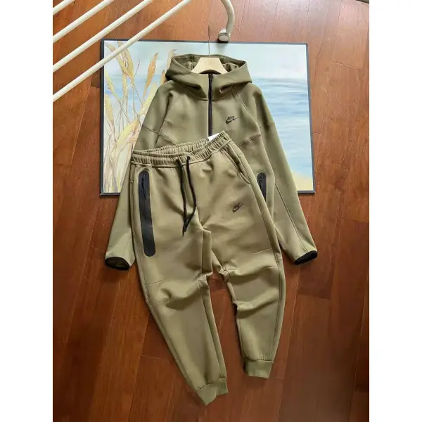 Nike Sportswear Tech Fleece Hoodie & Joggers Pant Set Black/Grey/Army Green/Khaki YZ FB7922 8002