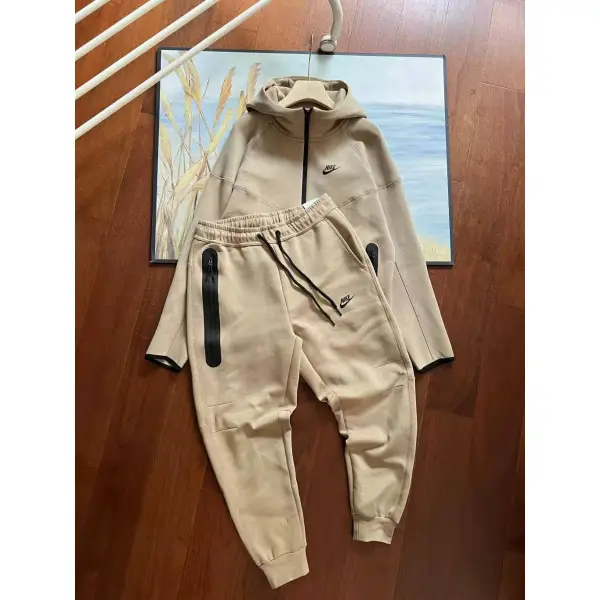 Nike Sportswear Tech Fleece Hoodie & Joggers Pant Set Black/Grey/Army Green/Khaki YZ FB7922 8002