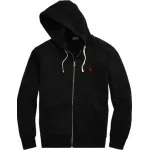 Polo Ralph Lauren Men's Double Knit Full-Zip Hoodie Sweatshirt Black and Red