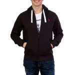 Polo Ralph Lauren Men's Double Knit Full-Zip Hoodie Sweatshirt Black and Red
