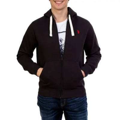 Polo Ralph Lauren Men's Double Knit Full-Zip Hoodie Sweatshirt Black and Red 02