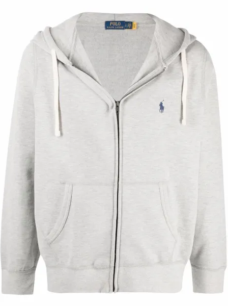 Polo Ralph Lauren Men's Double Knit Full-Zip Hoodie Sweatshirt Grey