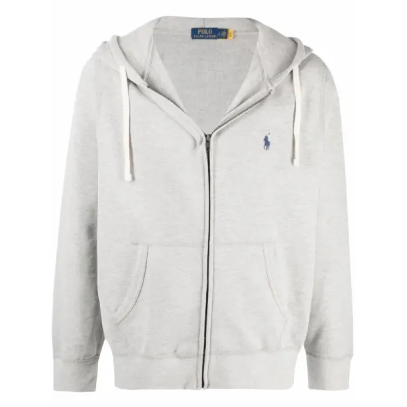 Polo Ralph Lauren Men's Double Knit Full-Zip Hoodie Sweatshirt Grey