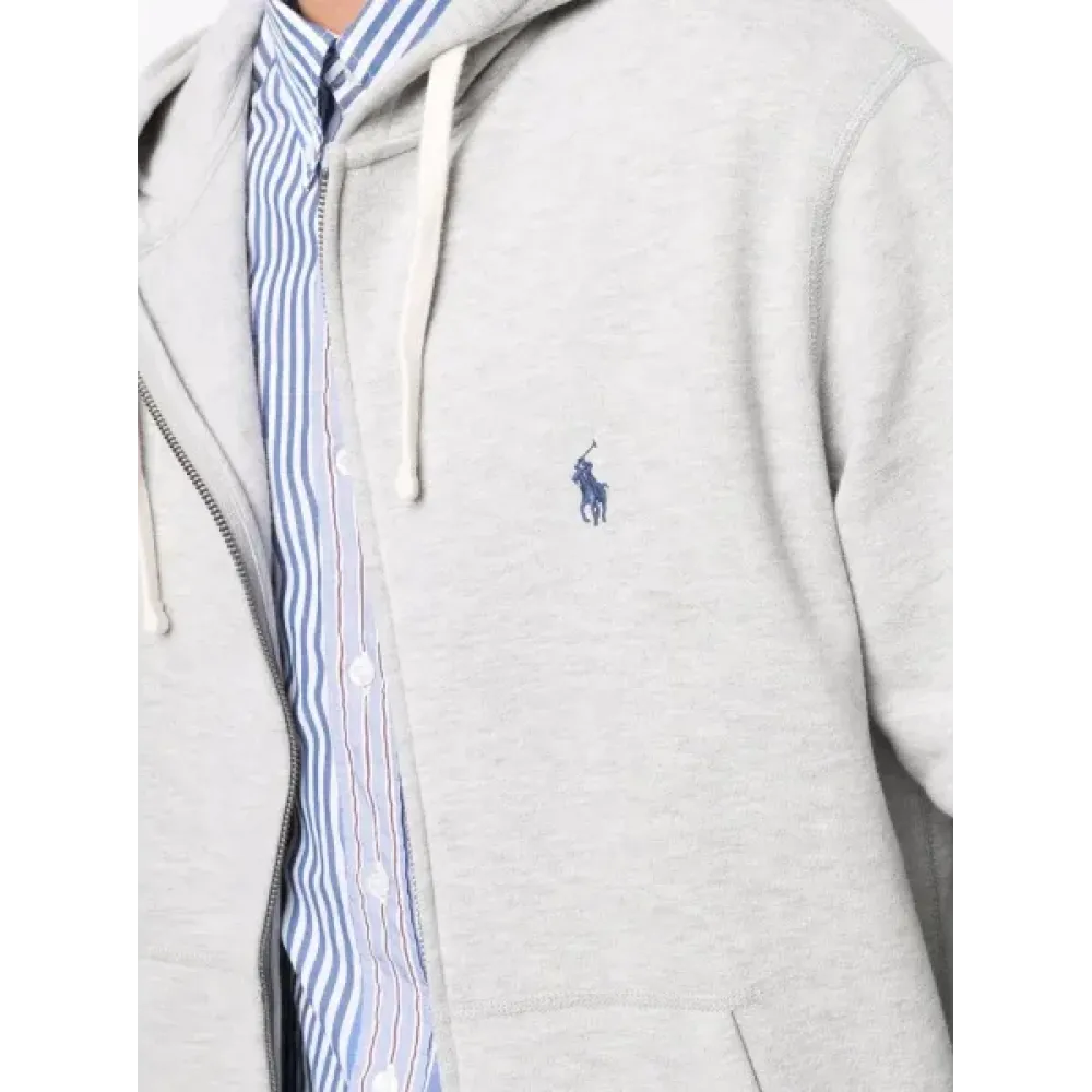 Polo Ralph Lauren Men's Double Knit Full-Zip Hoodie Sweatshirt Grey