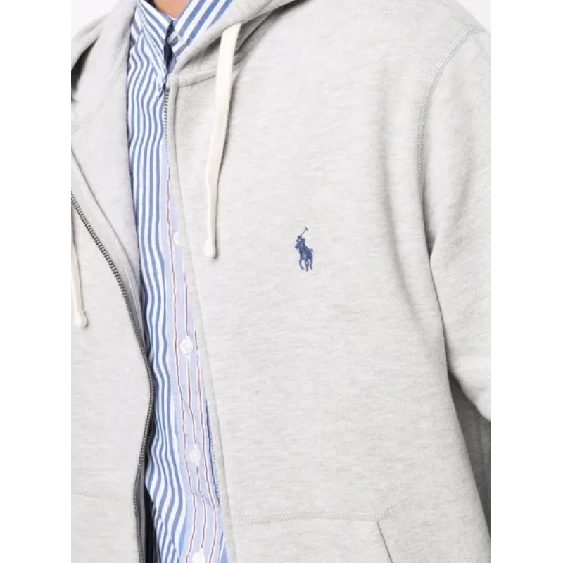 Polo Ralph Lauren Men's Double Knit Full-Zip Hoodie Sweatshirt Grey