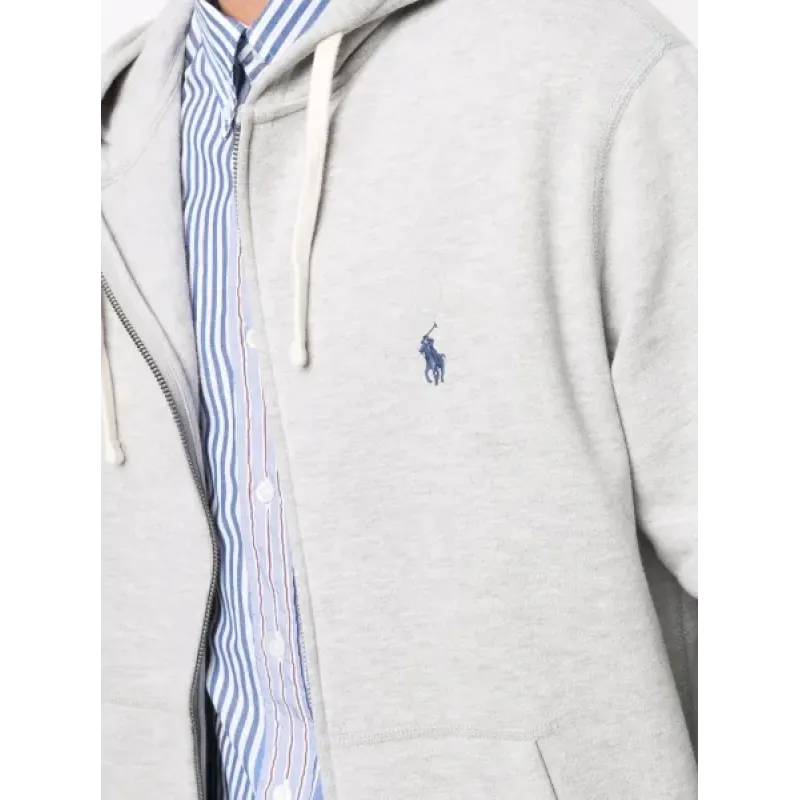 Polo Ralph Lauren Men's Double Knit Full-Zip Hoodie Sweatshirt Grey