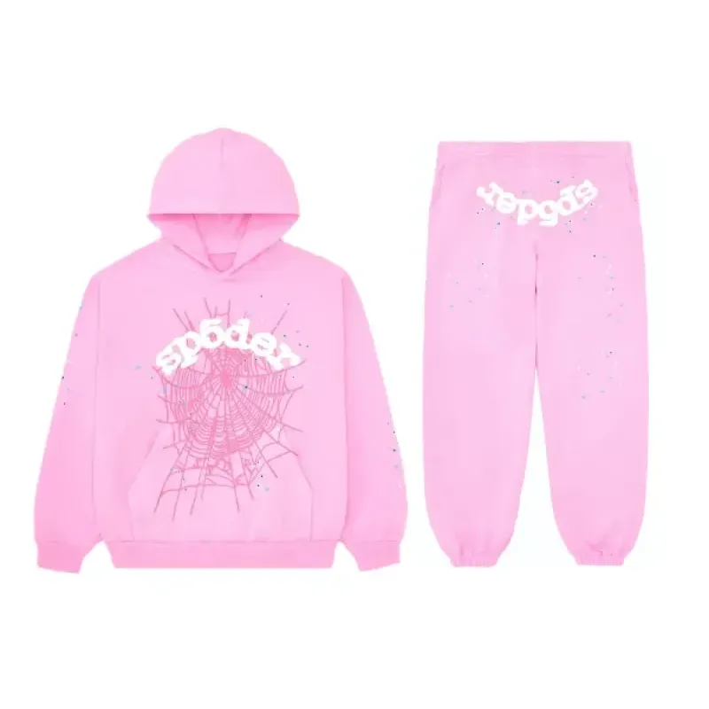 Sp5der light pink tracksuit suit