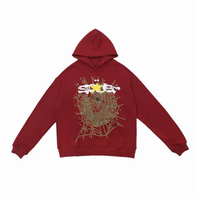 Sp5der Logo Hoodie Maroon 01