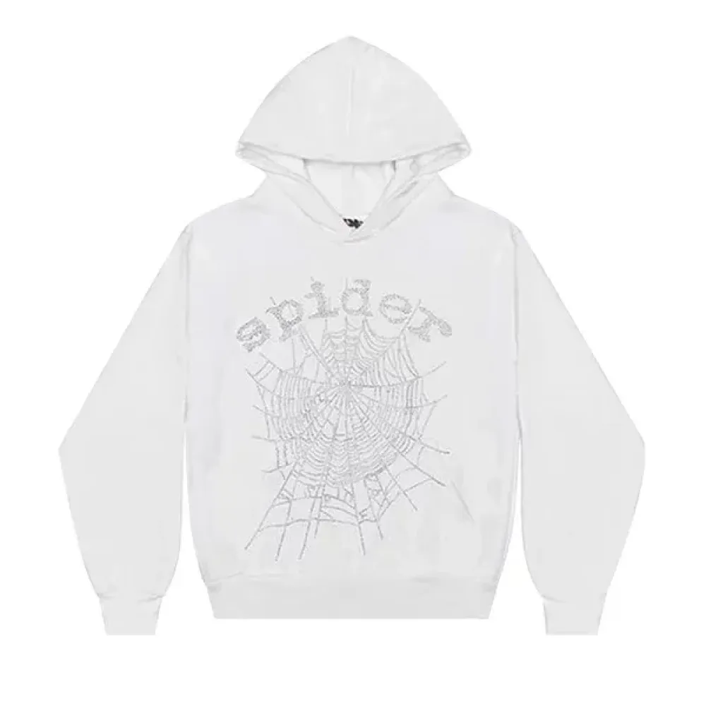 Sp5der OG Rhinestone Hoodie 'White'