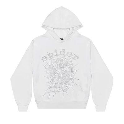 Sp5der OG Rhinestone Hoodie 'White' 01