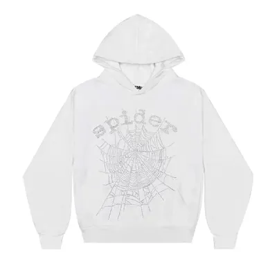 Sp5der OG Rhinestone Hoodie 'White' 01