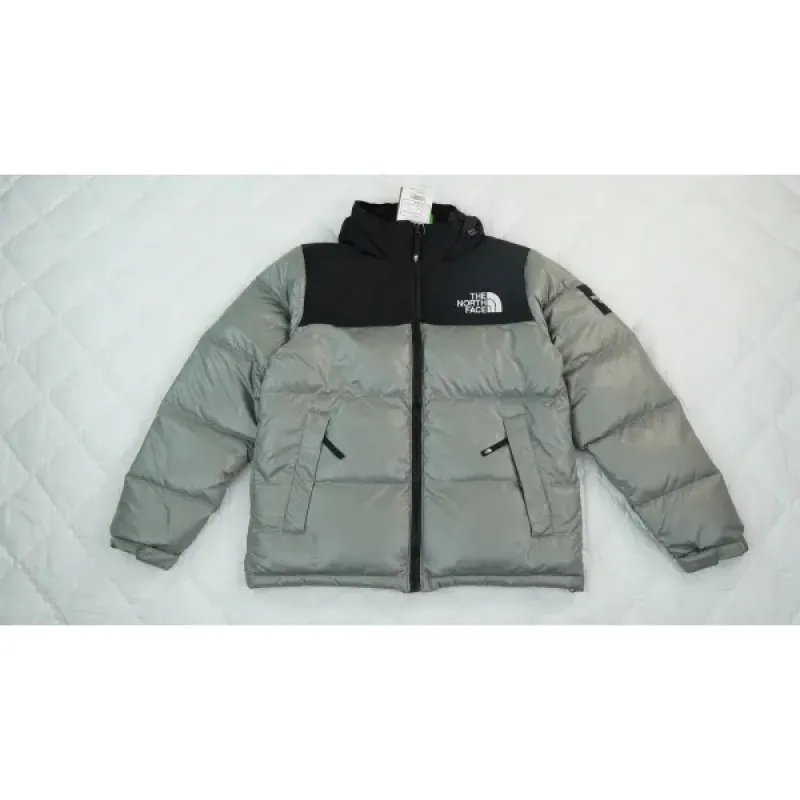  The North Face Splicing White And Grey Down Jacket