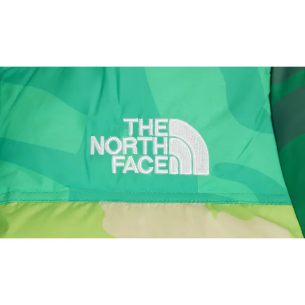 the n0*h F**e splicing white and xx green down jacket