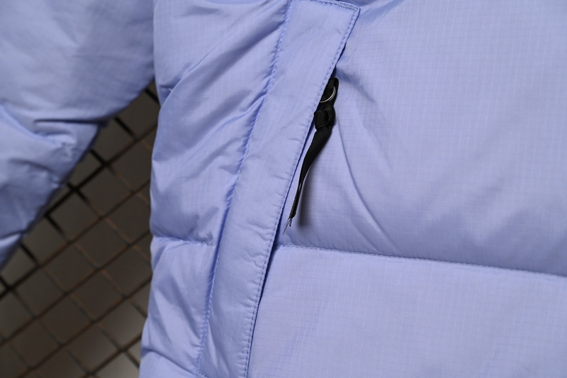 the n0*h F**e splicing white and lavender color down jacket