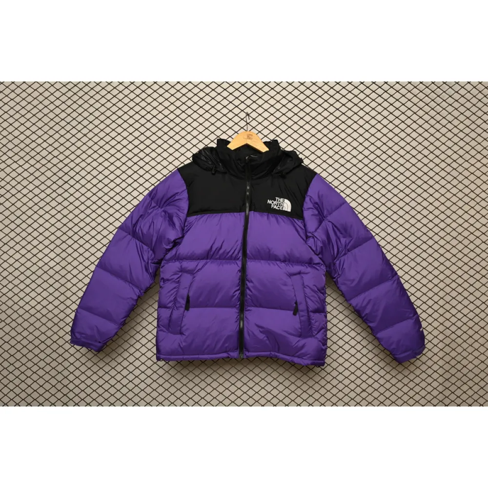 The North Face Splicing White And Pur Ple Down Jacket