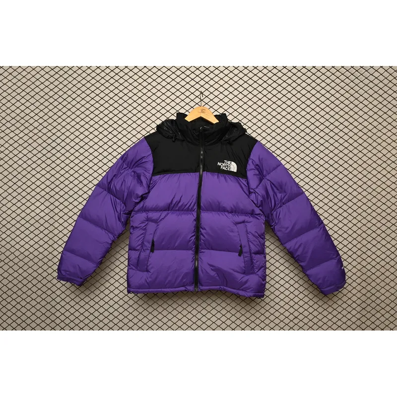 The North Face Splicing White And Pur Ple Down Jacket