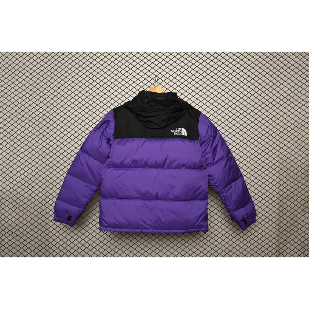 The North Face Splicing White And Pur Ple Down Jacket