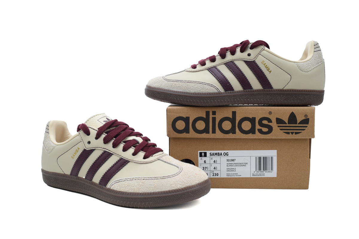 adidas Samba Originals OG Wonder White Maroon IG1987
