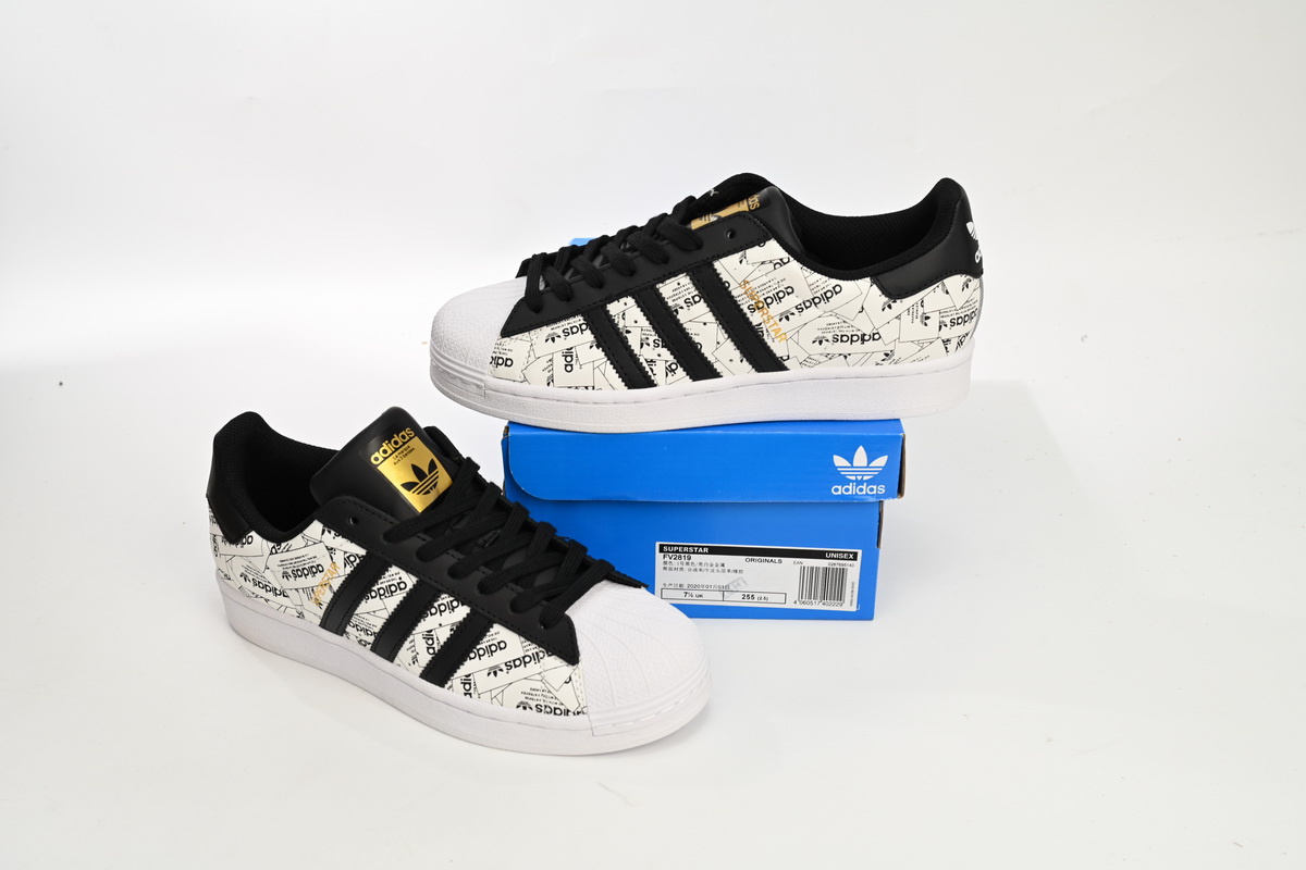 Adidas Superstar White Black White Black Red FV2819
