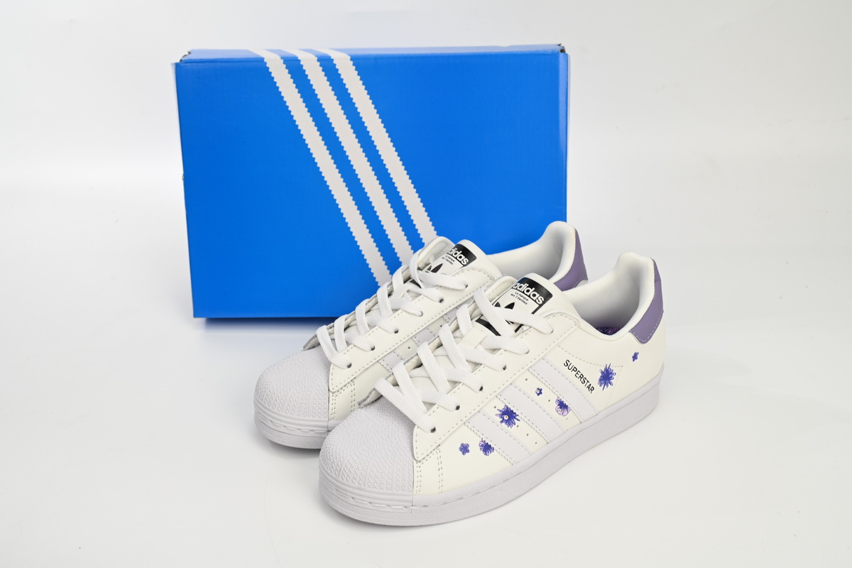 Adidas Superstar White New White Purple HQ4288