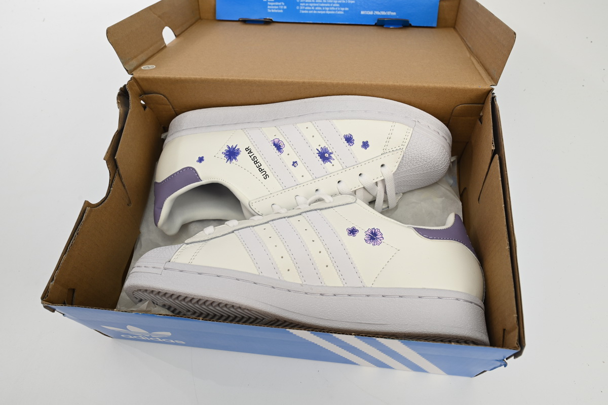 Adidas Superstar White New White Purple HQ4288