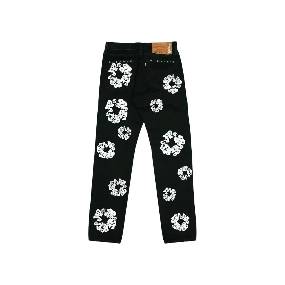 Denim Tears x Levi's 501 Cotton Rhinestone Wreath Jeans - Black