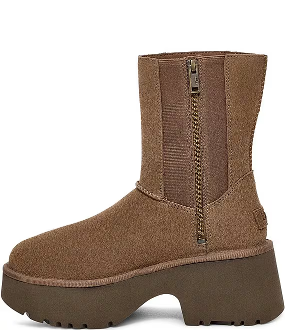 Fisherman Zipper Round Toe High-Top Coffee Color 1158313