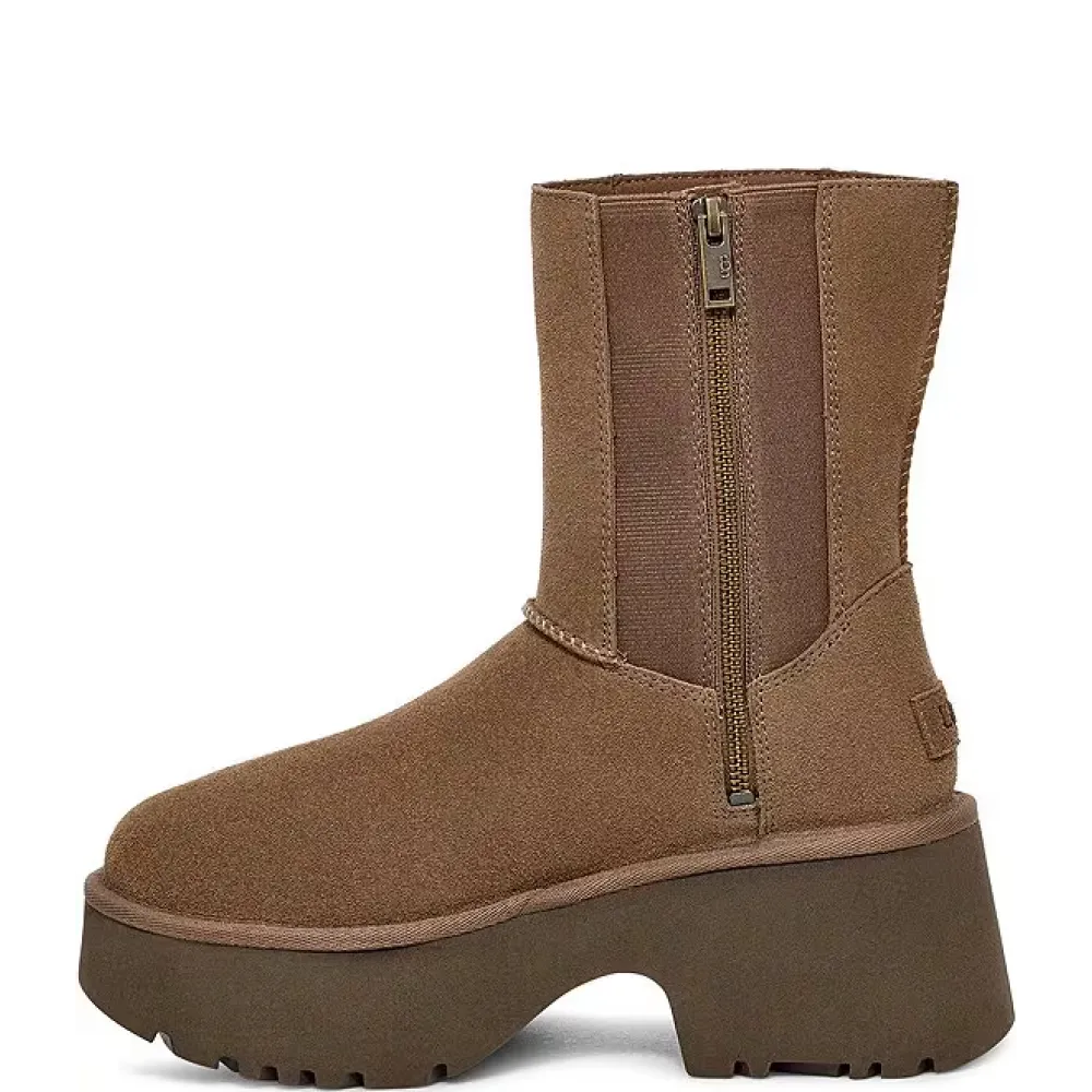 Fisherman Zipper Round Toe High-Top Coffee Color 1158313