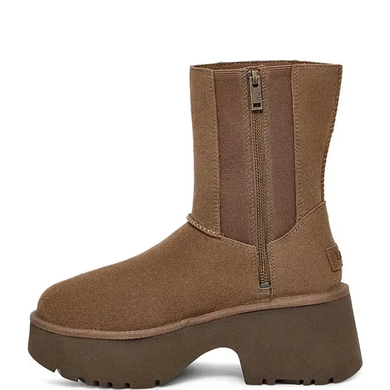 Fisherman Zipper Round Toe High-Top Coffee Color 1158313