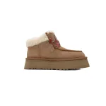 Mid-Calf Chestnut Round Toe Ankle Boots 1143954