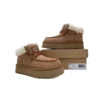 Mid-Calf Chestnut Round Toe Ankle Boots 1143954