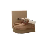 Mid-Calf Chestnut Round Toe Ankle Boots 1143954