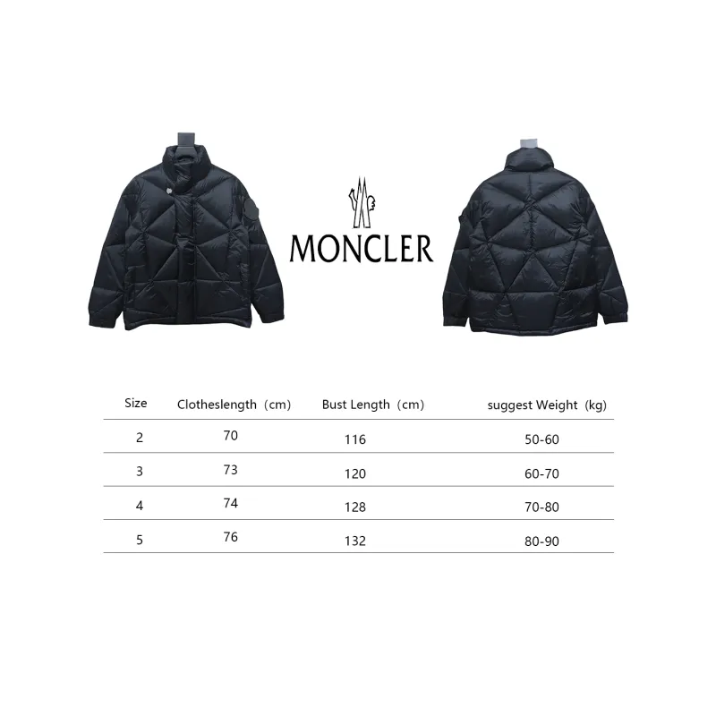 Moncle Joint Model Diamond Rhombus Cut Surface Down Jacket Black