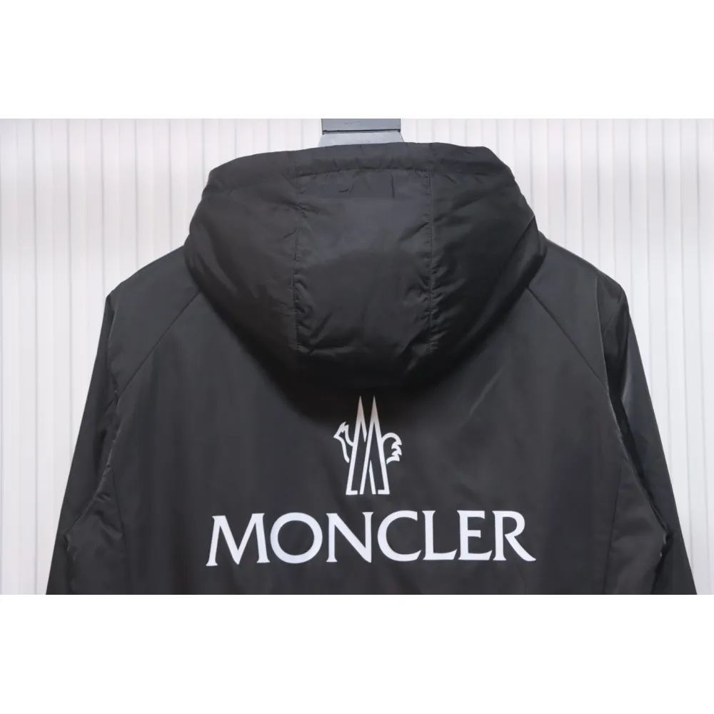Moncler Cotton Hooded Jacket With Front And Rear Lettering Logo Black