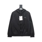 Moncler Cotton Hooded Jacket With Front And Rear Lettering Logo Black