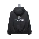 Moncler Cotton Hooded Jacket With Front And Rear Lettering Logo Black