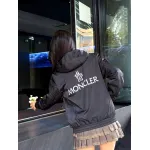 Moncler Cotton Hooded Jacket With Front And Rear Lettering Logo Black