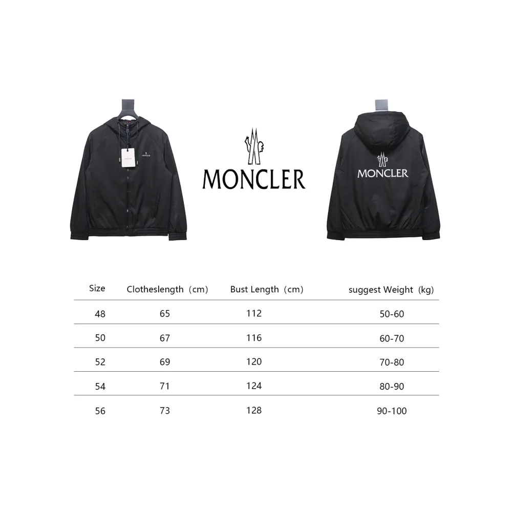 Moncler Cotton Hooded Jacket With Front And Rear Lettering Logo Black