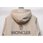 Moncler Cotton Hooded Jacket With Front And Rear Lettering Logo Khaki