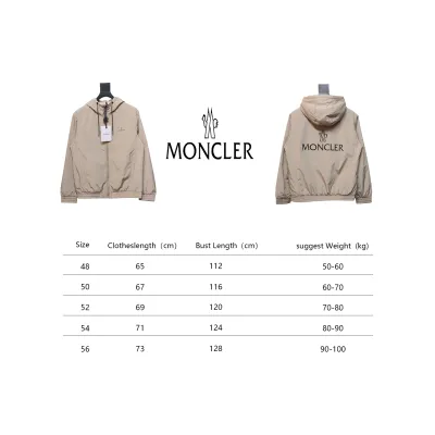 Moncler Cotton Hooded Jacket With Front And Rear Lettering Logo Khaki 02