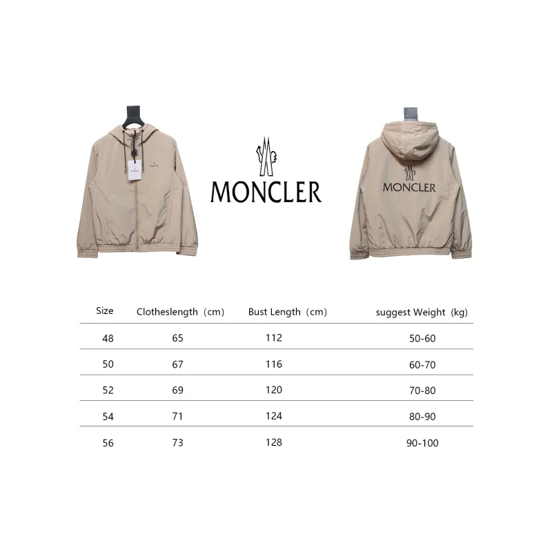 Moncler Cotton Hooded Jacket With Front And Rear Lettering Logo Khaki