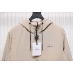 Moncler Cotton Hooded Jacket With Front And Rear Lettering Logo Khaki