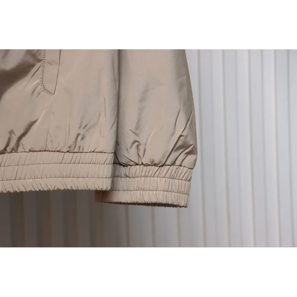 Moncler Cotton Hooded Jacket With Front And Rear Lettering Logo Khaki