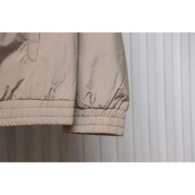 Moncler Cotton Hooded Jacket With Front And Rear Lettering Logo Khaki