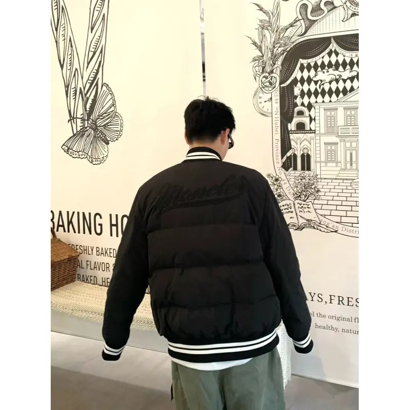 Moncler Lateltin M Logo College Style Down Jacket Black