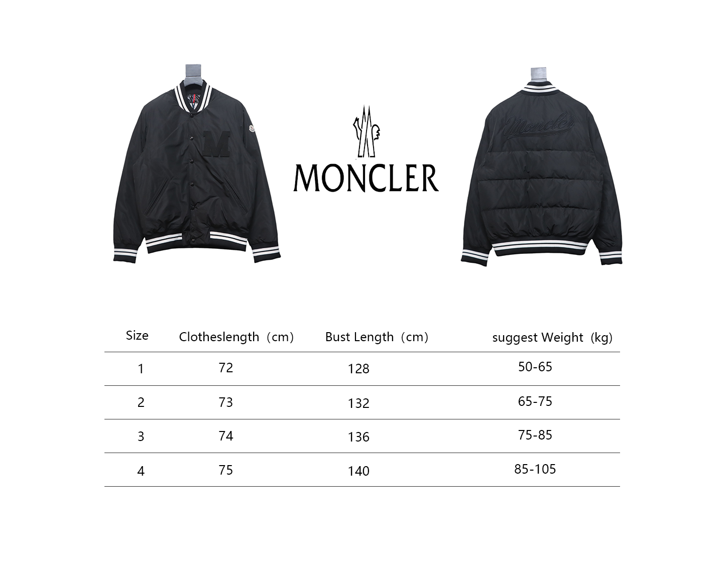 Moncler Lateltin M Logo College Style Down Jacket Black